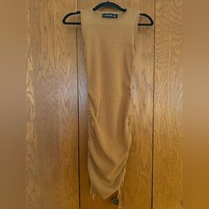 Lioness Camel Ruched Mini Dress